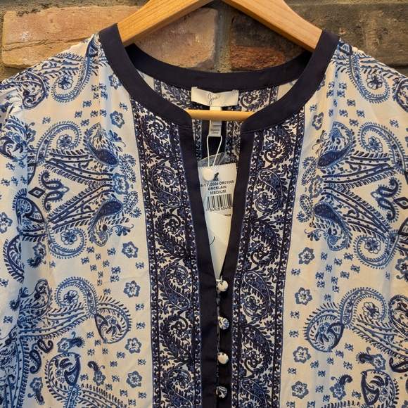 Joie Navy and White Paisley High Low Dress - Picture 4 of 16